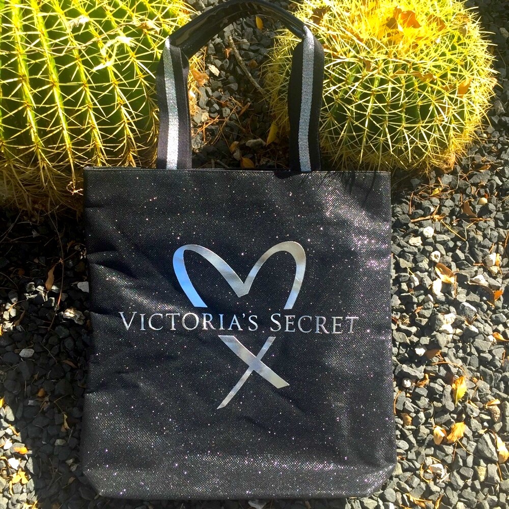 Victoria Secret Black Sparkly/Glitter Tote NWOT.